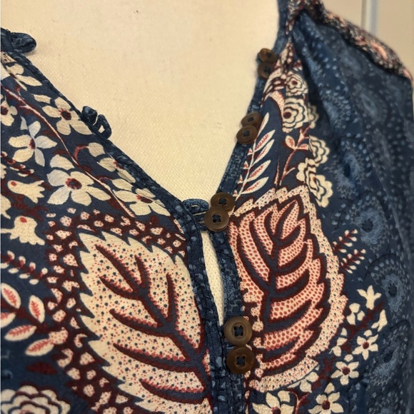Maeve Anthropologie blue boho hippie wide sleeve blouse size S - Picture 7 of 14